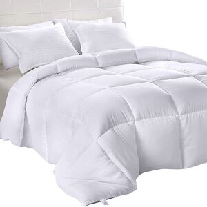 Quilted Down Alternative Comforter Twin Size White All Season Bedding NWT